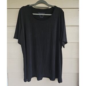 Susan Graver Modern Essentials Liquid Knit Short Sleeve Black Tunic Size 2X
